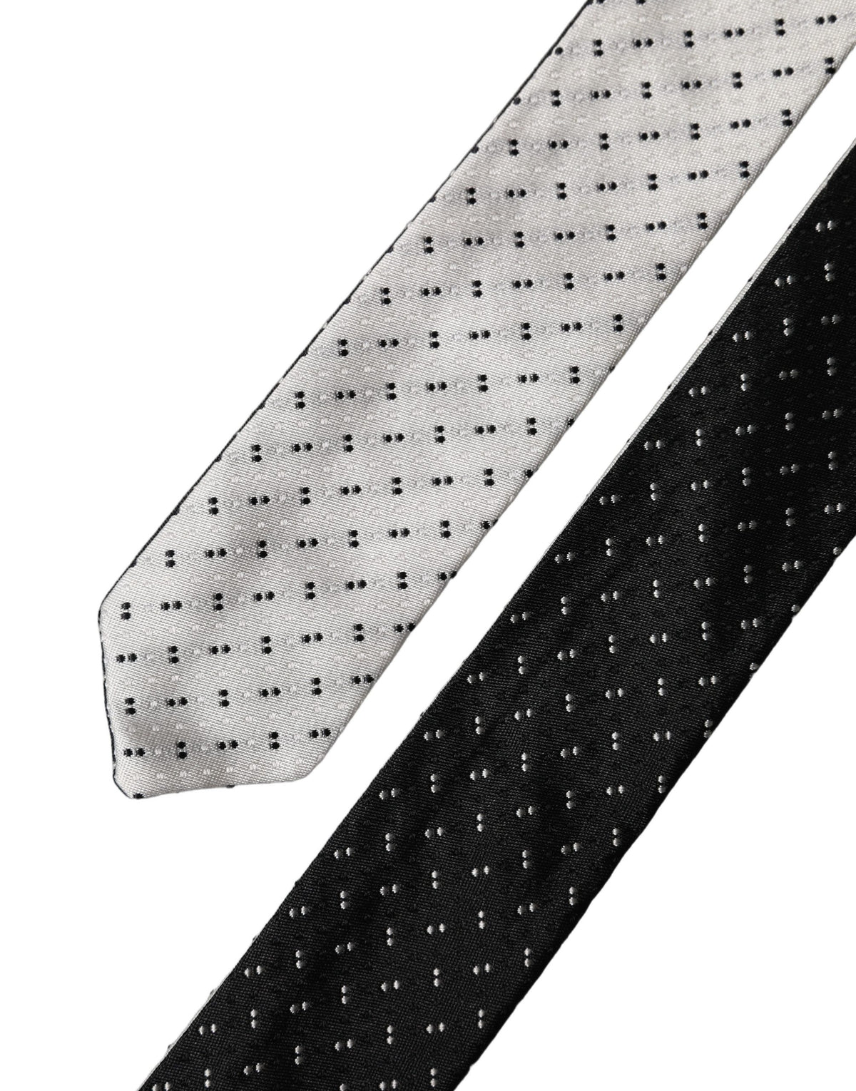 Dolce & Gabbana Necktie en Soie Noir et Blanc Ajustable pour Homme