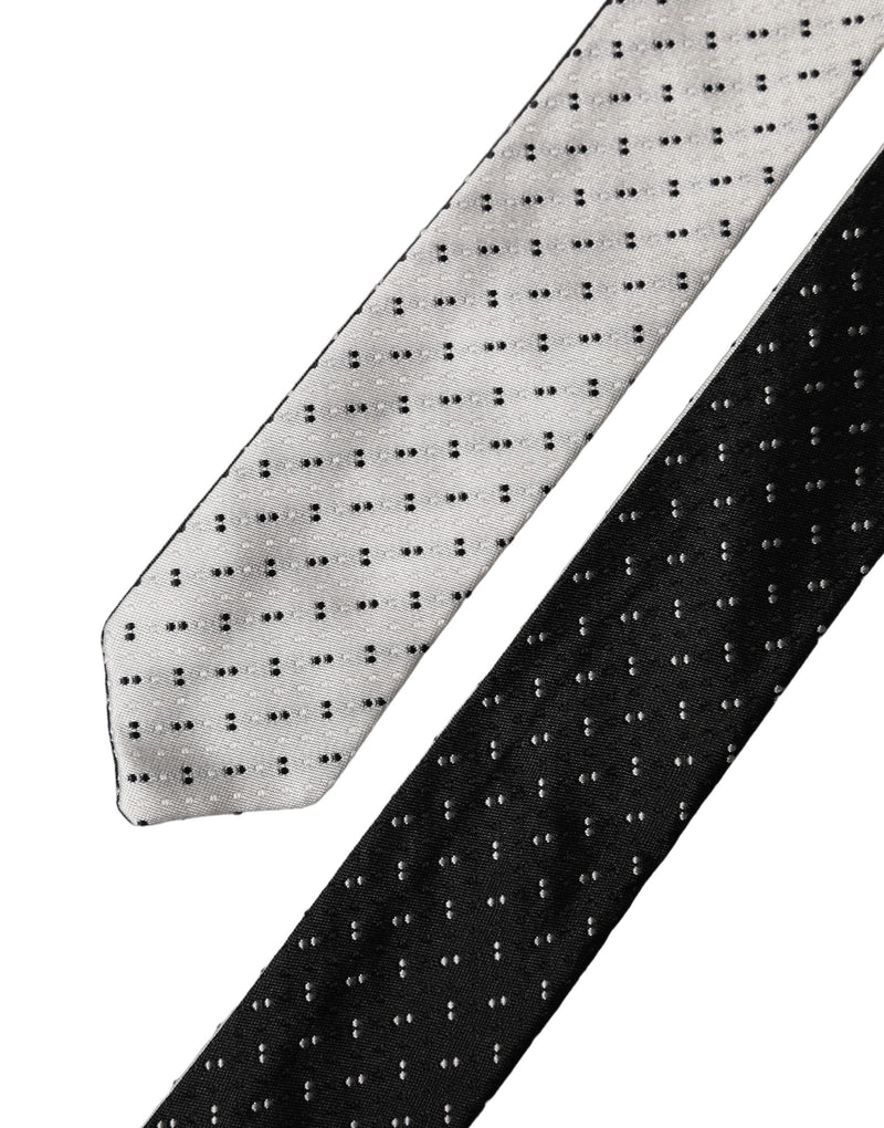 Dolce & Gabbana Black and White Patterned Silk Necktie for Men