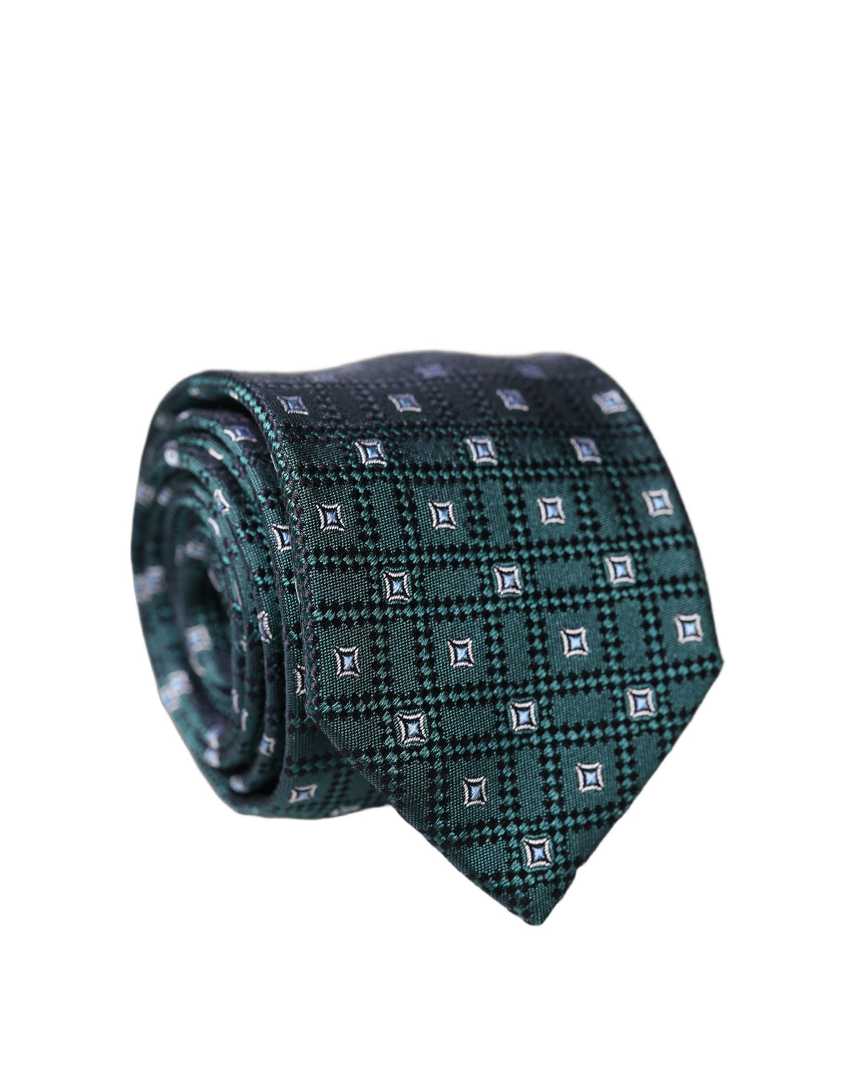 Dolce & Gabbana Dark Green Patterned Silk Adjustable Necktie
