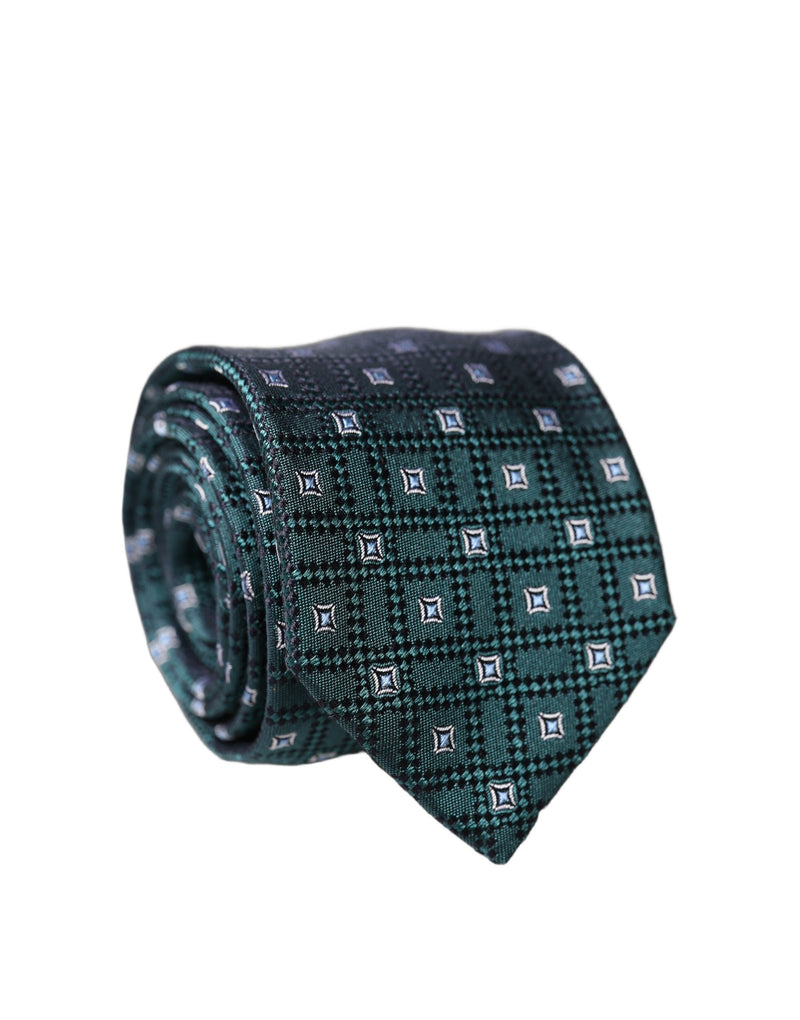 Dolce & Gabbana Dark Green Patterned Silk Adjustable Necktie