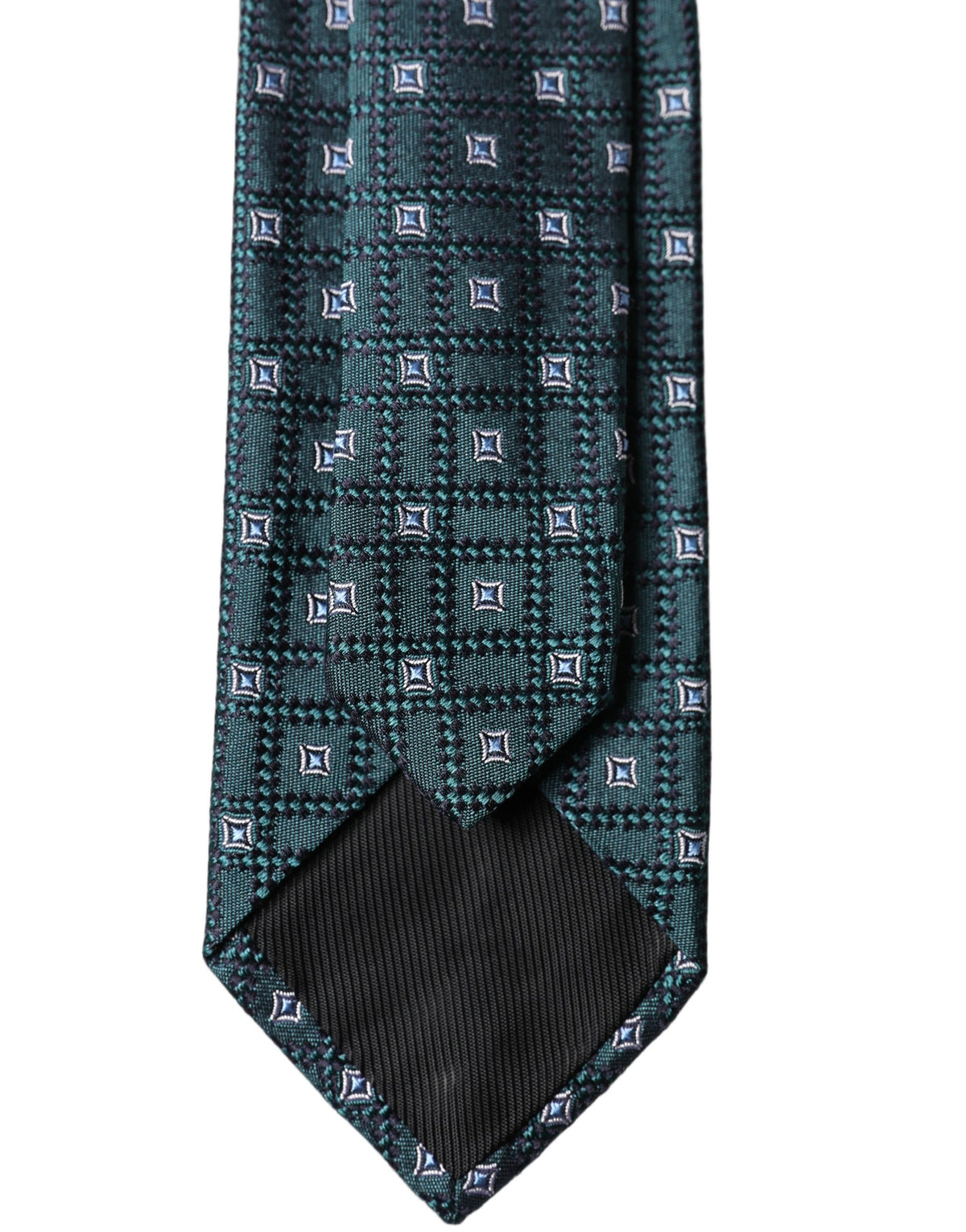 Dolce & Gabbana Dark Green Patterned Silk Adjustable Necktie