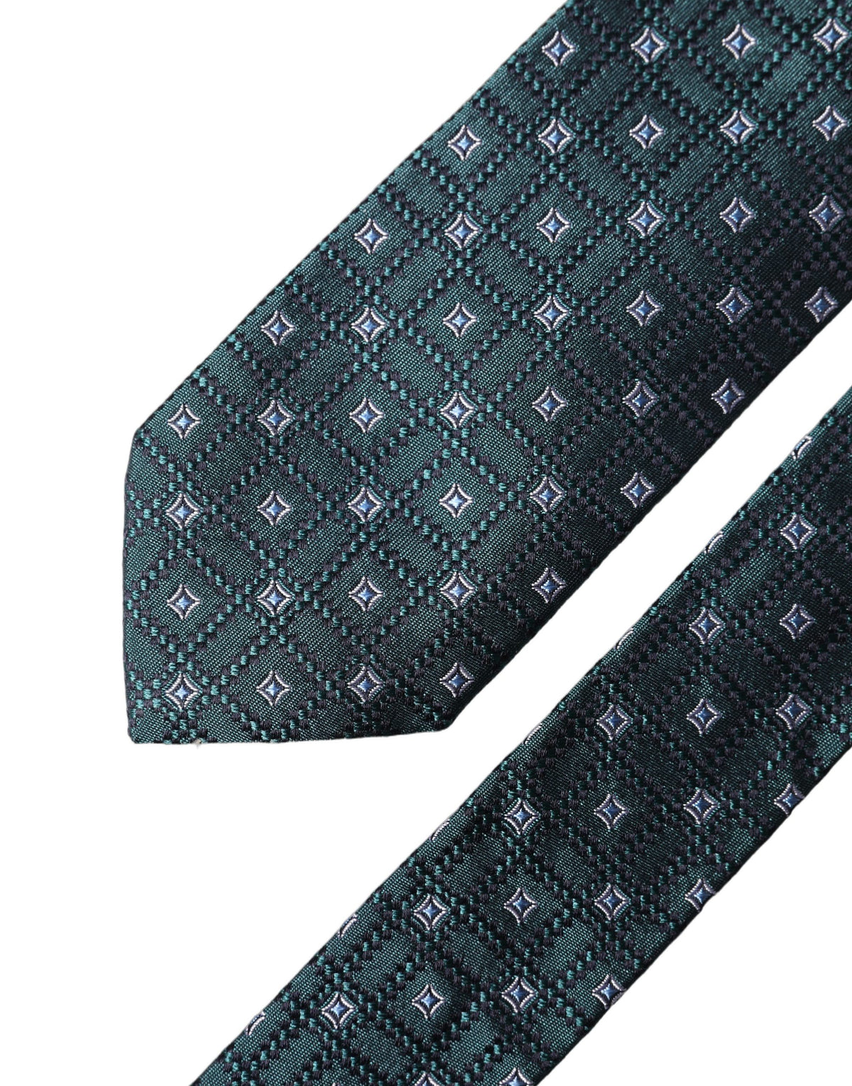 Dolce & Gabbana Dark Green Patterned Silk Adjustable Necktie