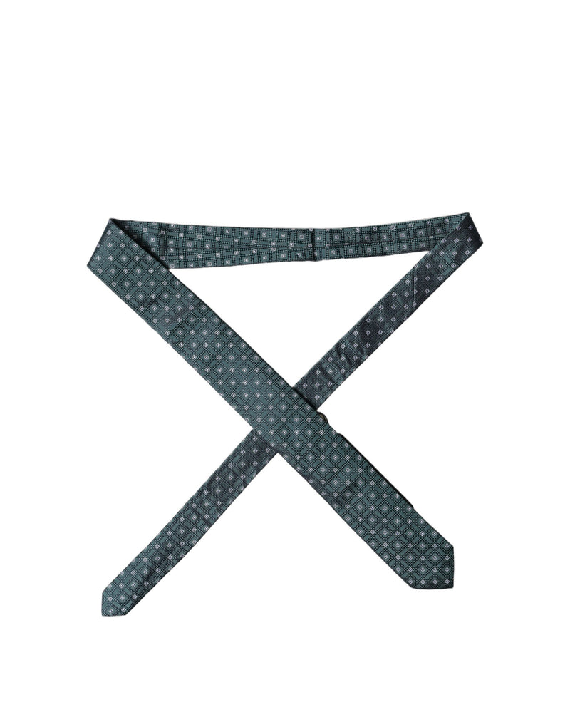 Dolce & Gabbana Dark Green Patterned Silk Adjustable Necktie
