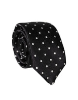 Dolce & Gabbana Black White Polka Dots Silk Adjustable Necktie