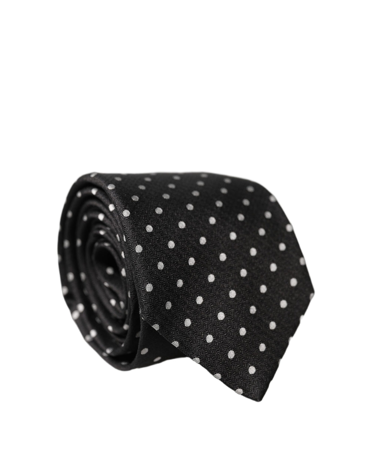 Dolce & Gabbana Black White Polka Dots Silk Adjustable Necktie