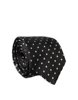 Dolce & Gabbana Black White Polka Dots Silk Adjustable Necktie