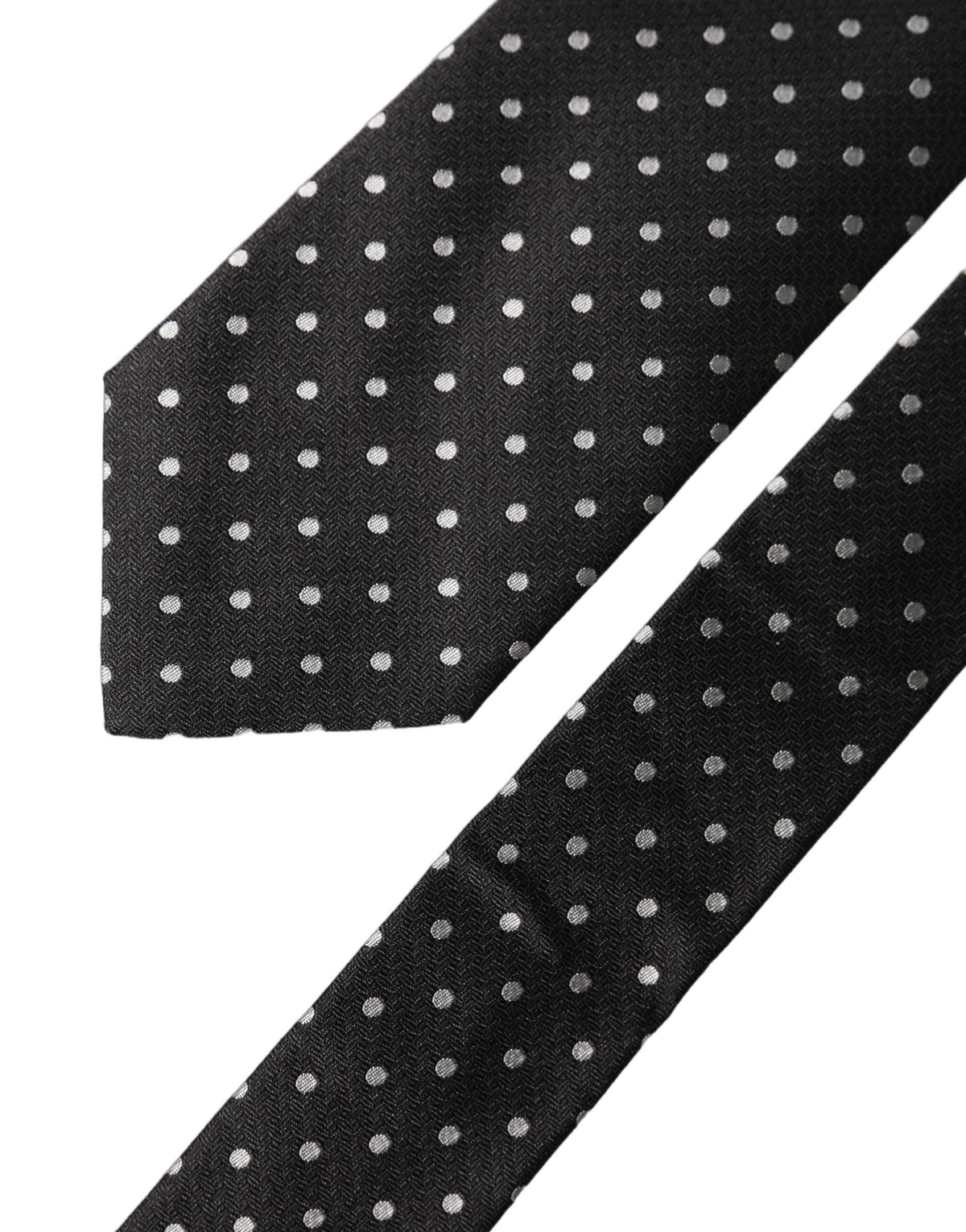 Dolce & Gabbana Black White Polka Dots Silk Adjustable Necktie