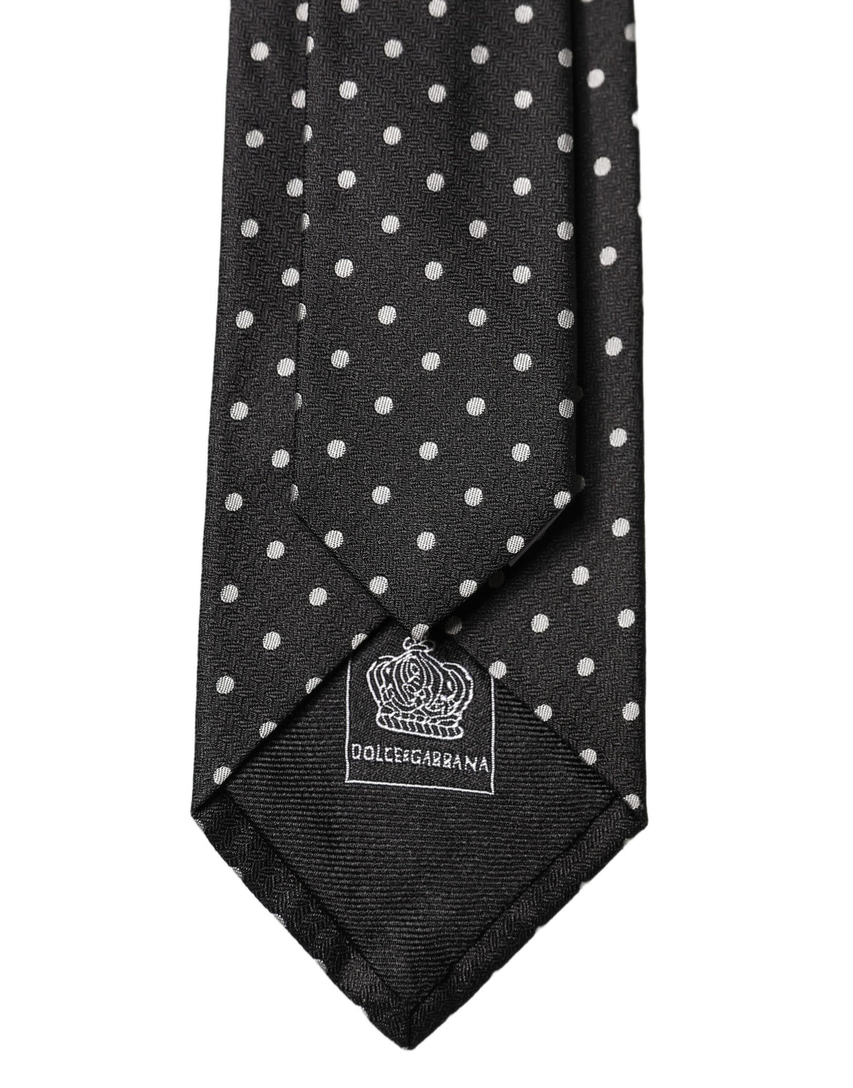 Dolce & Gabbana Black White Polka Dots Silk Adjustable Necktie