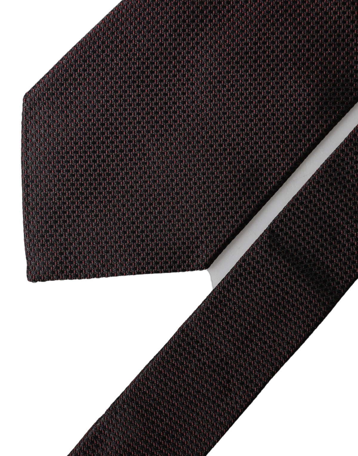Dolce & Gabbana Black Red Patterned 100% Silk Adjustable Necktie