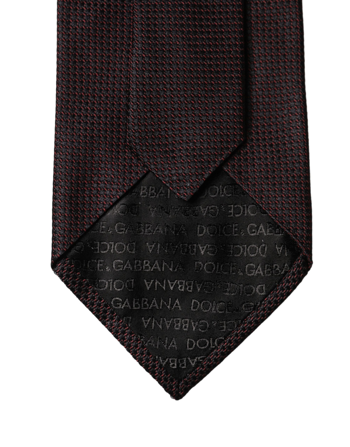 Dolce & Gabbana Black Red Patterned 100% Silk Adjustable Necktie