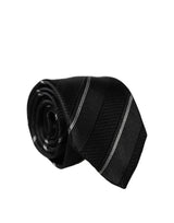 Dolce & Gabbana Black White Stripes 100% Silk Adjustable Necktie
