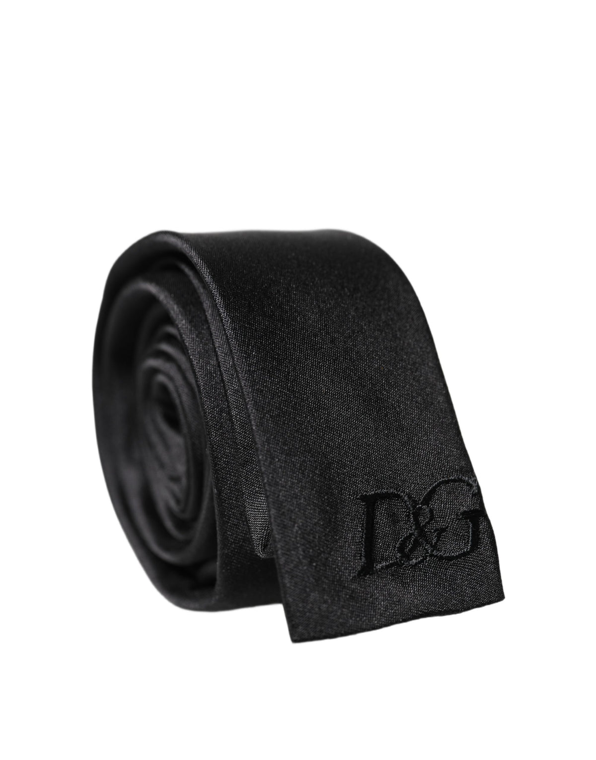 Dolce & Gabbana Black D&G Embroidery Silk Adjustable Men Necktie Tie