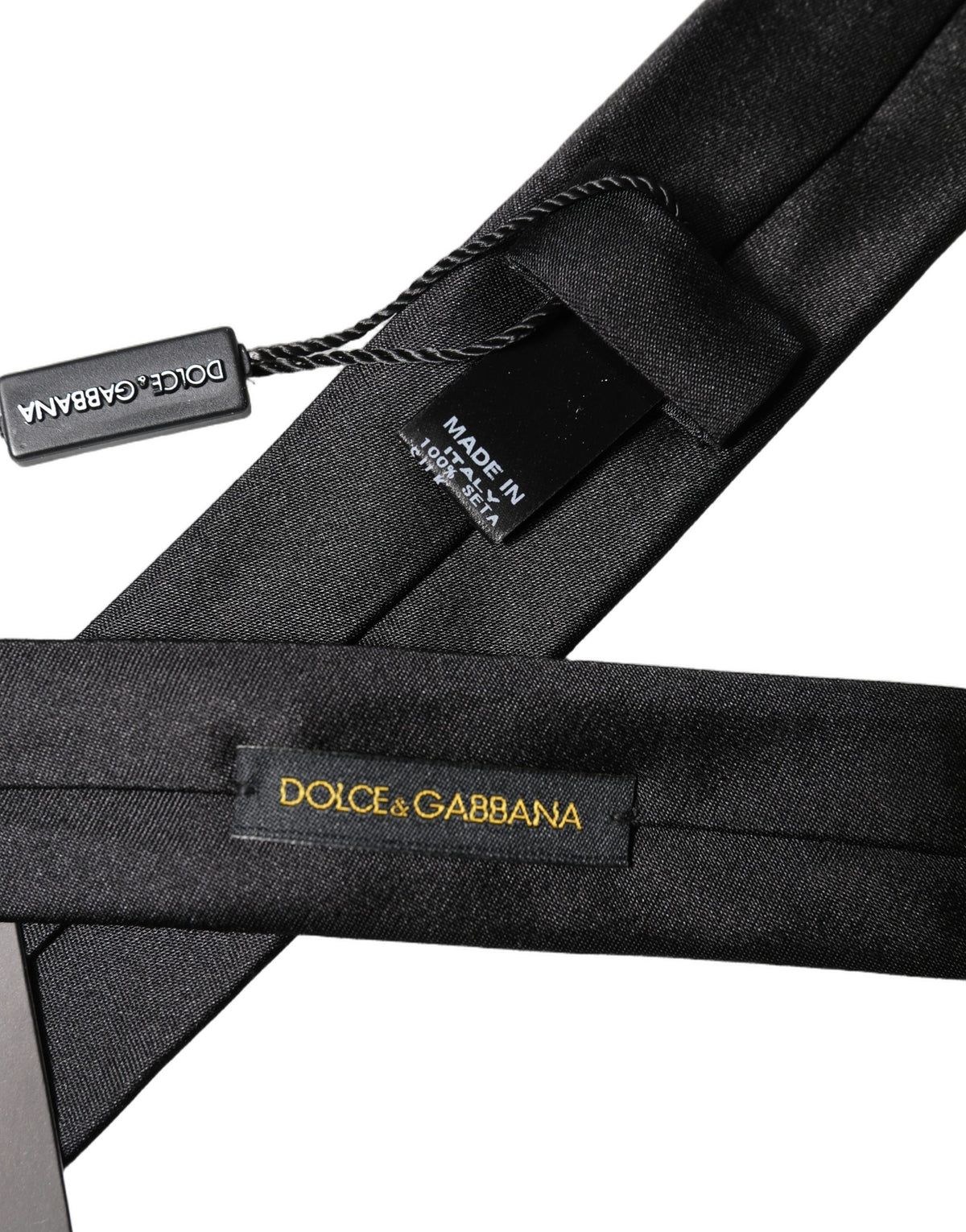 Dolce & Gabbana Black D&G Embroidery Silk Adjustable Men Necktie Tie
