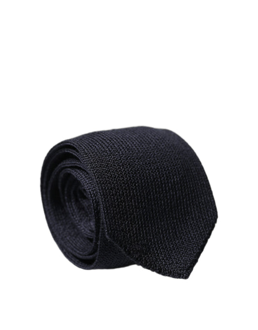 Dolce & Gabbana Dark Blue Solid 100% Silk Adjustable Necktie