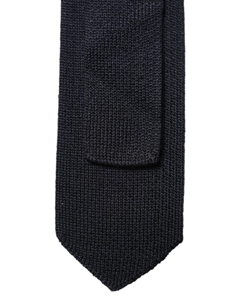 Dolce & Gabbana Dark Blue Solid 100% Silk Adjustable Necktie