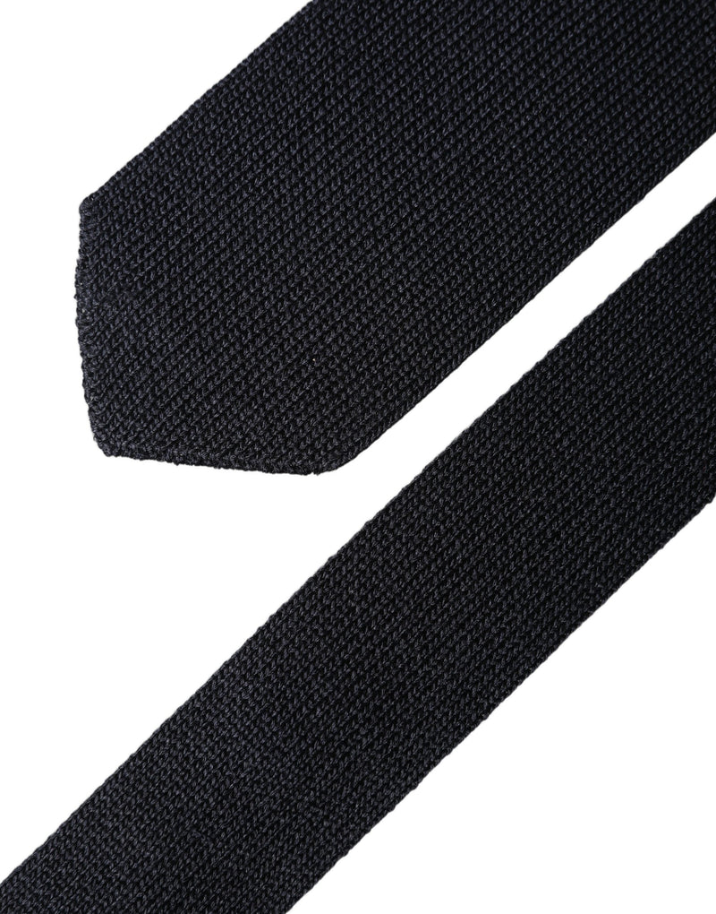 Dolce & Gabbana Dark Blue Solid 100% Silk Adjustable Necktie
