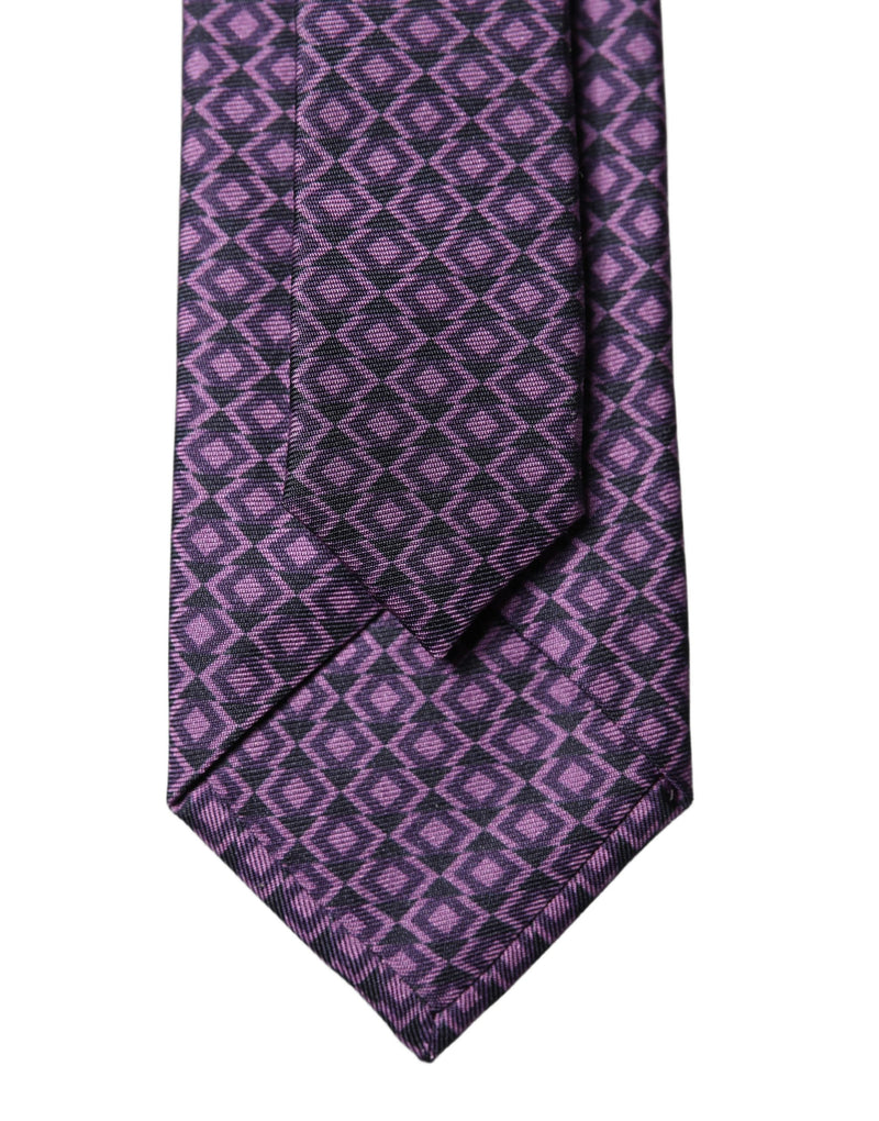 Dolce & Gabbana Purple Patterned 100% Silk Adjustable Necktie