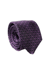Dolce & Gabbana Purple Patterned 100% Silk Adjustable Necktie