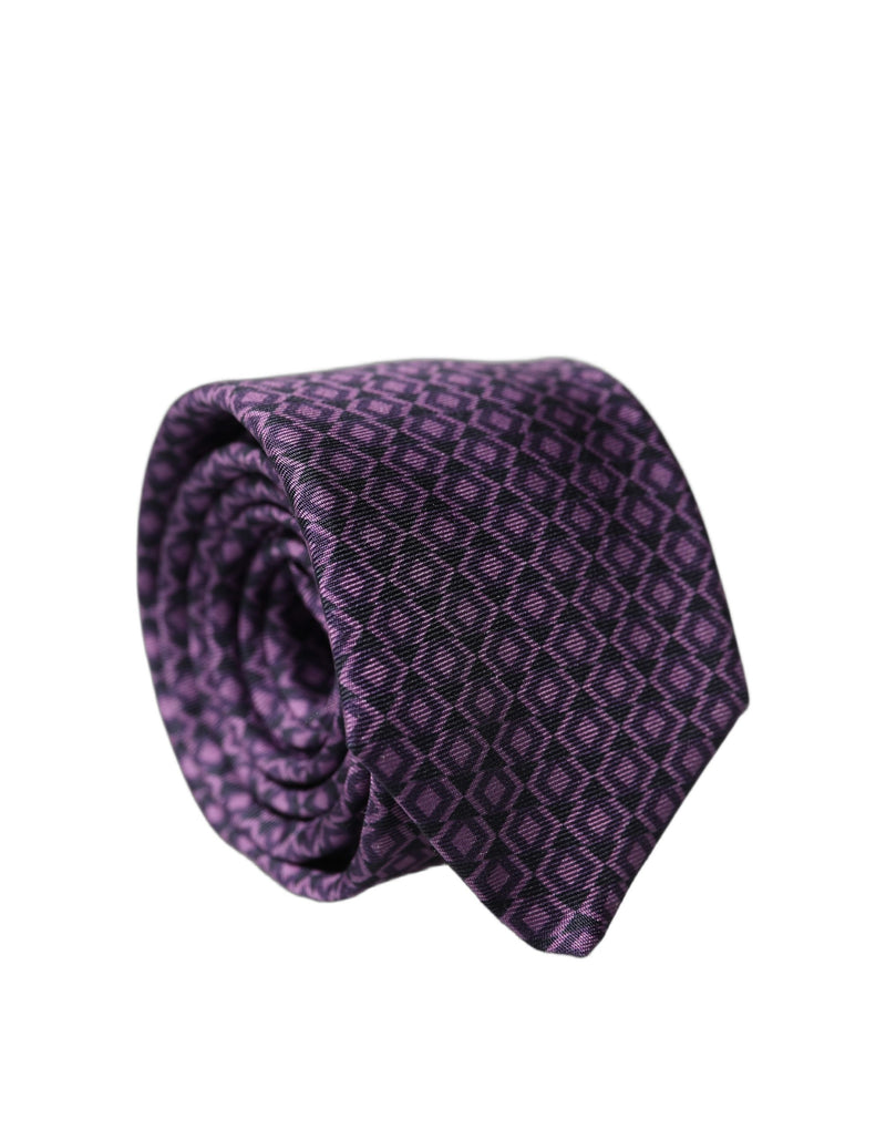 Dolce & Gabbana Purple Patterned 100% Silk Adjustable Necktie