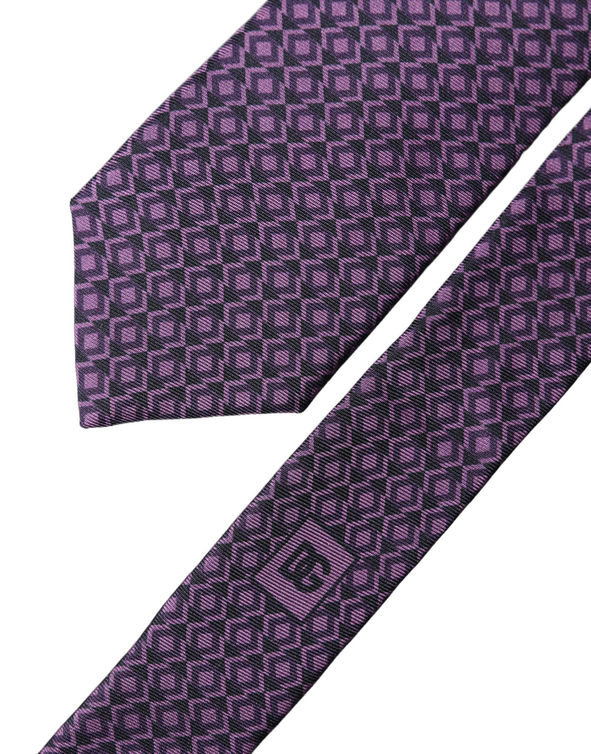 Dolce & Gabbana Purple Patterned 100% Silk Adjustable Necktie