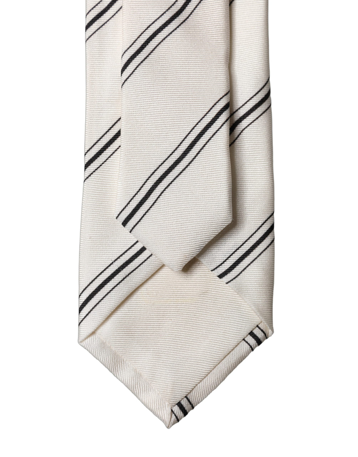Dolce & Gabbana Necktie Beige Black Stripes 100% Silk Adjustable