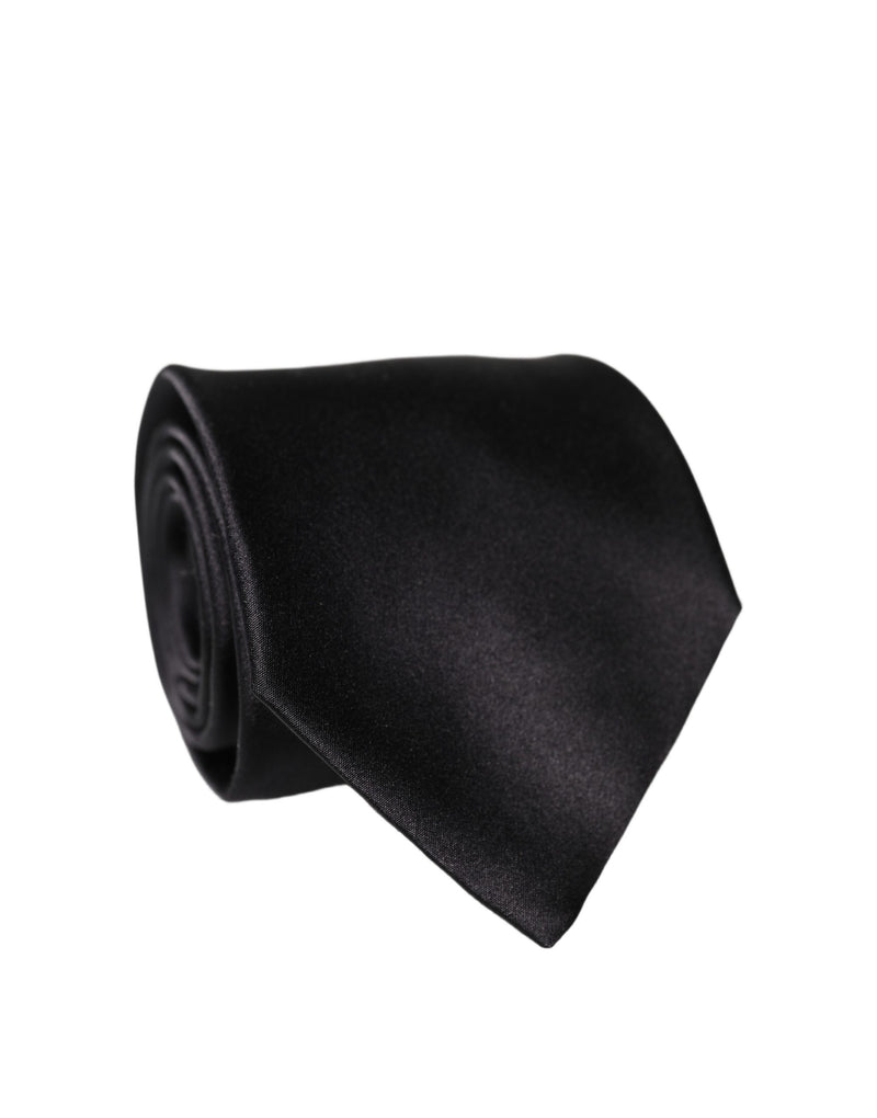 Dolce & Gabbana Brown Logo Embroidery Silk Adjustable Necktie