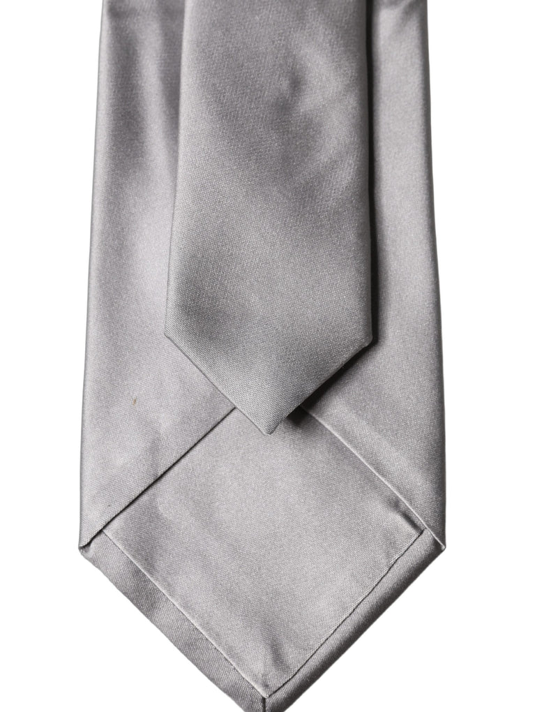 Cravate Dolce & Gabbana en satin gris 100 % soie réglable à nouer pour homme