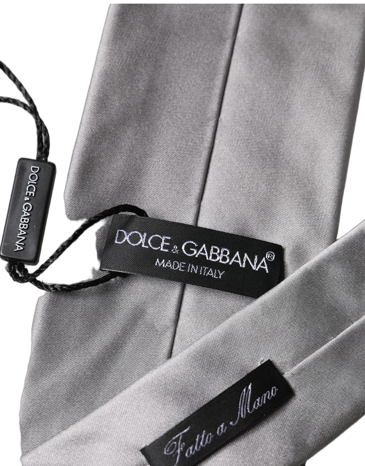 Cravate Dolce & Gabbana en satin gris 100 % soie réglable à nouer pour homme