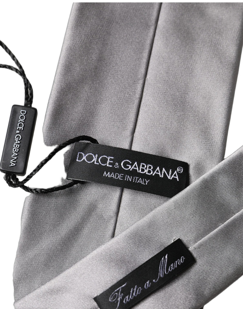 Cravate Dolce & Gabbana en satin gris 100 % soie réglable à nouer pour homme
