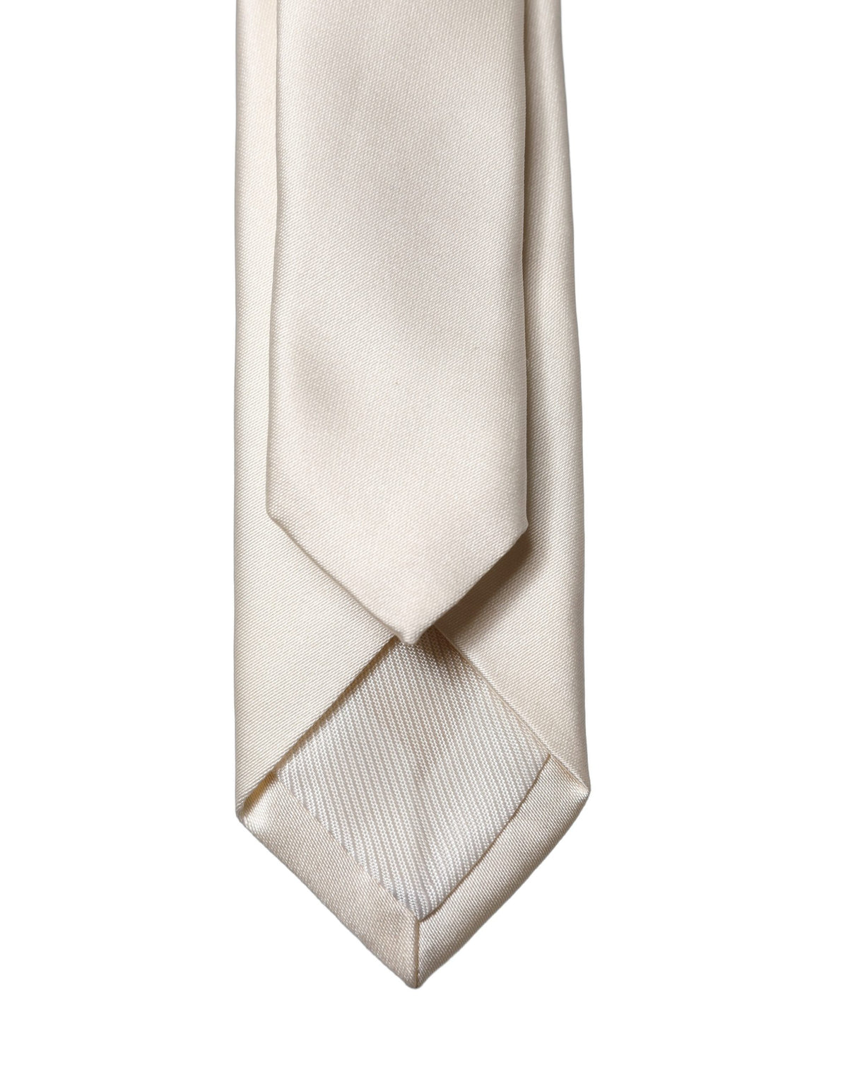 Cravate Dolce & Gabbana blanc cassé unie 100 % soie, ajustable pour homme