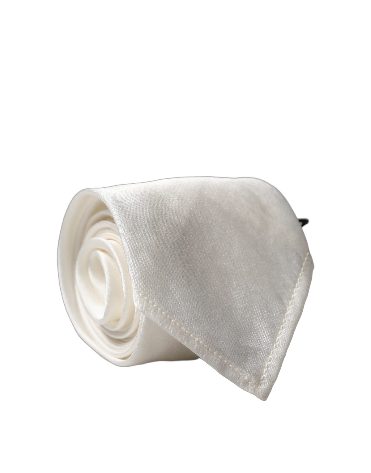 Dolce & Gabbana White Solid Silk Blend Adjustable Necktie