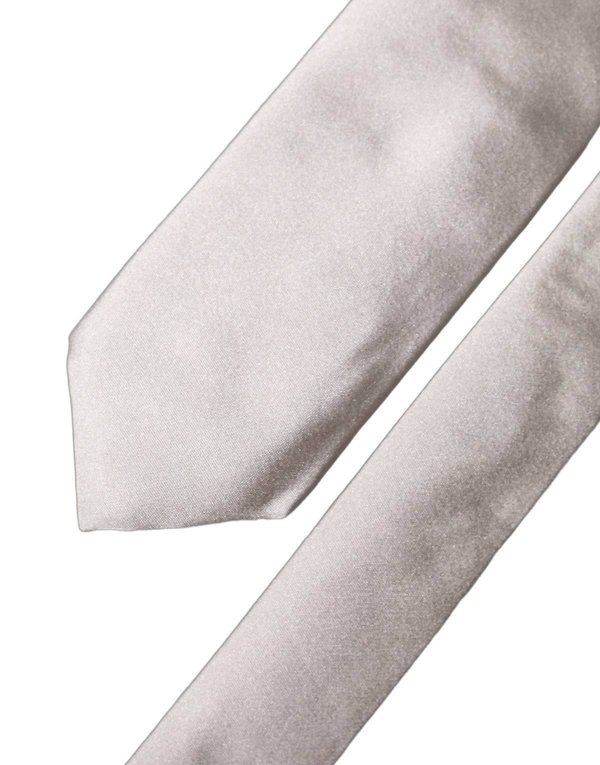 Dolce & Gabbana Light Gray Silk Satin Wide Adjustable Necktie
