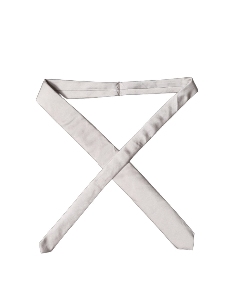 Dolce & Gabbana Light Gray Silk Satin Wide Adjustable Necktie