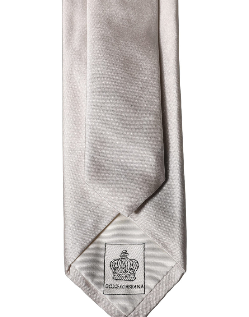 Dolce & Gabbana Light Gray Silk Satin Wide Adjustable Necktie