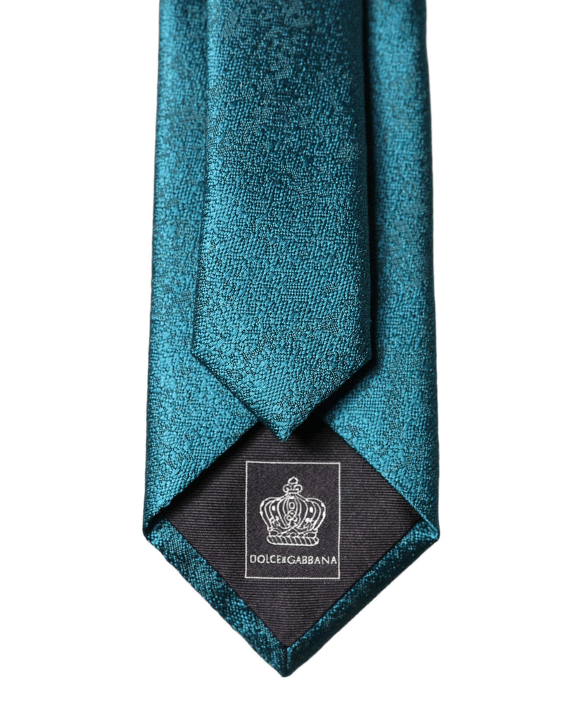 Cravate ajustable en soie unie sarcelle foncé Dolce & Gabbana pour homme