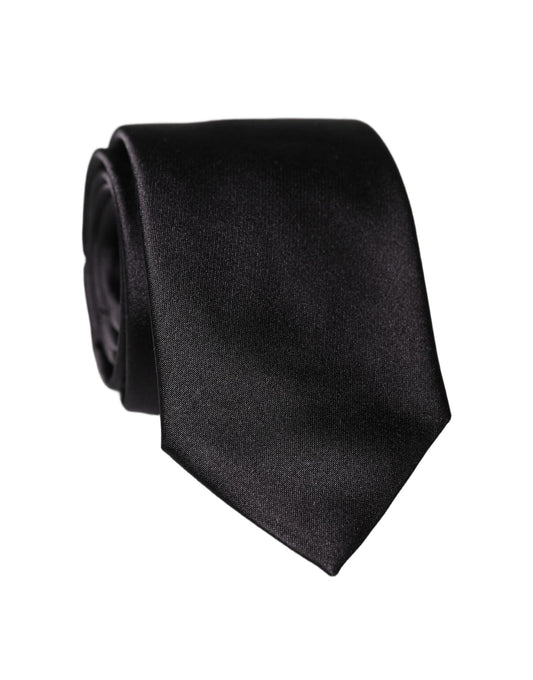 Dolce & Gabbana Black Solid 100% Silk Adjustable Necktie