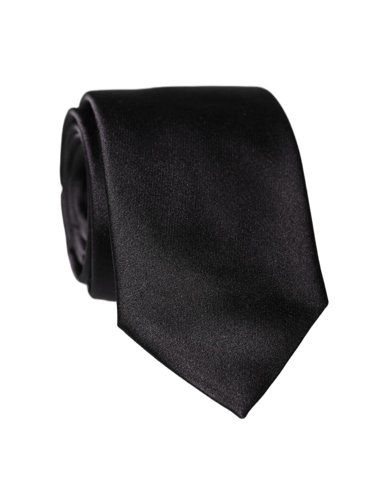 Dolce & Gabbana Black Solid 100% Silk Adjustable Necktie