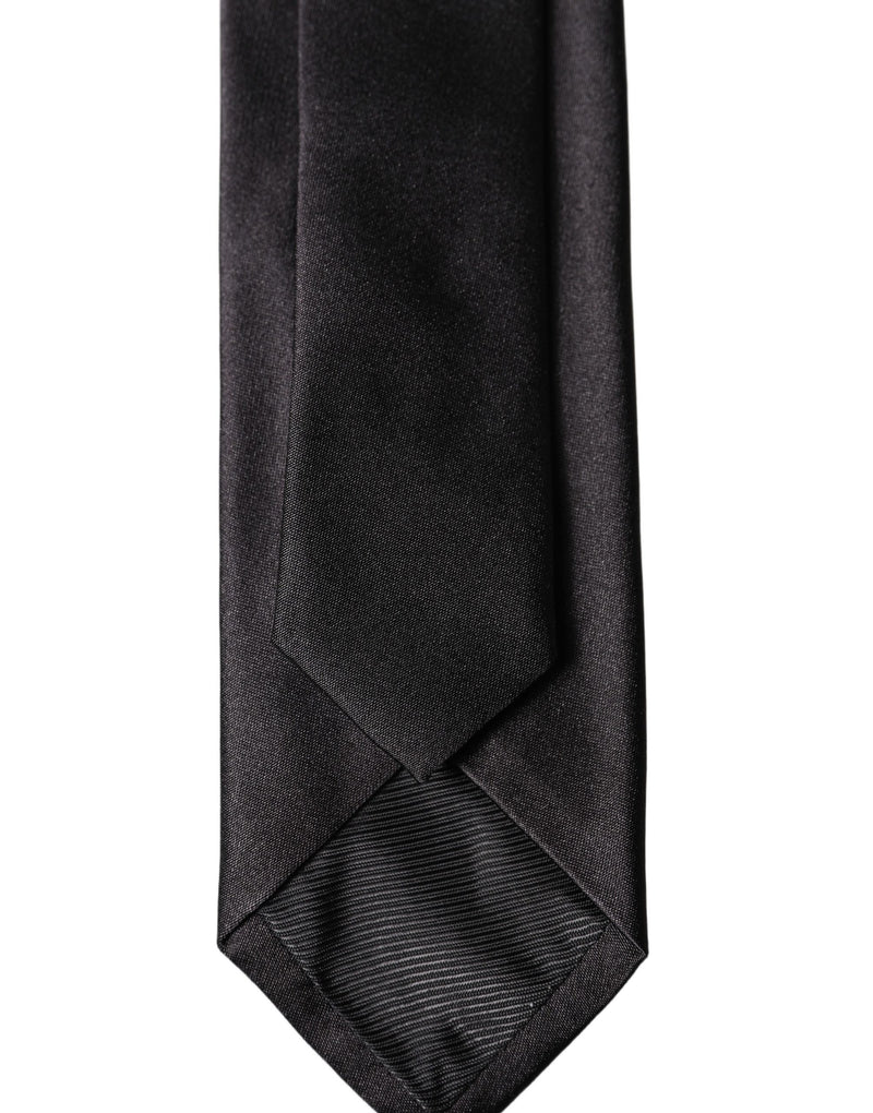 Dolce & Gabbana Black Solid 100% Silk Adjustable Necktie
