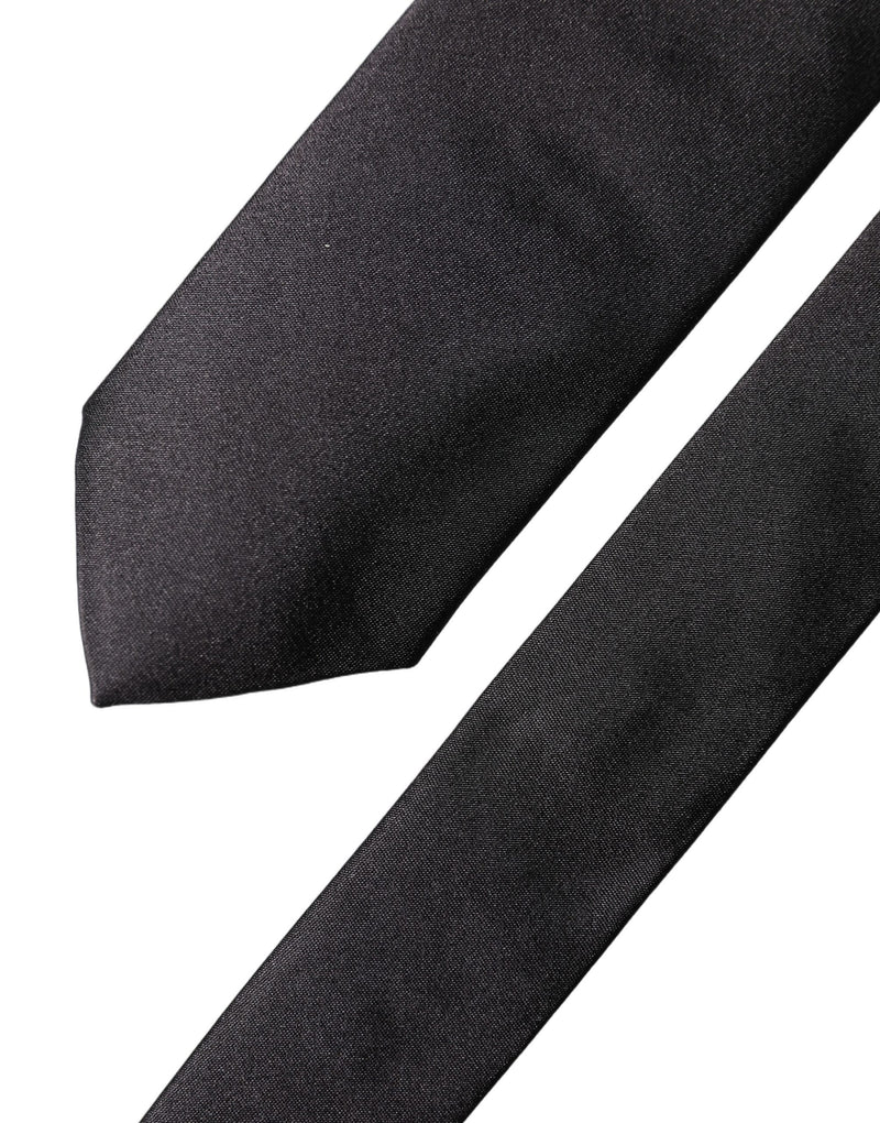 Dolce & Gabbana Black Solid 100% Silk Adjustable Necktie