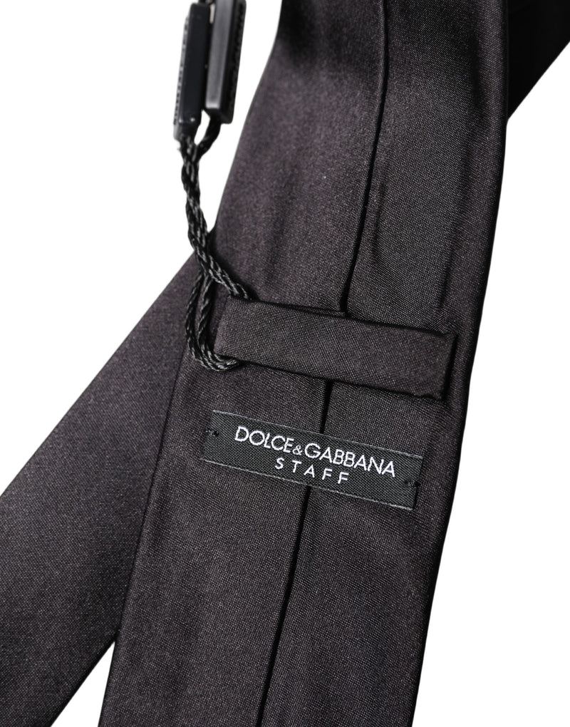 Dolce & Gabbana Black Solid 100% Silk Adjustable Necktie
