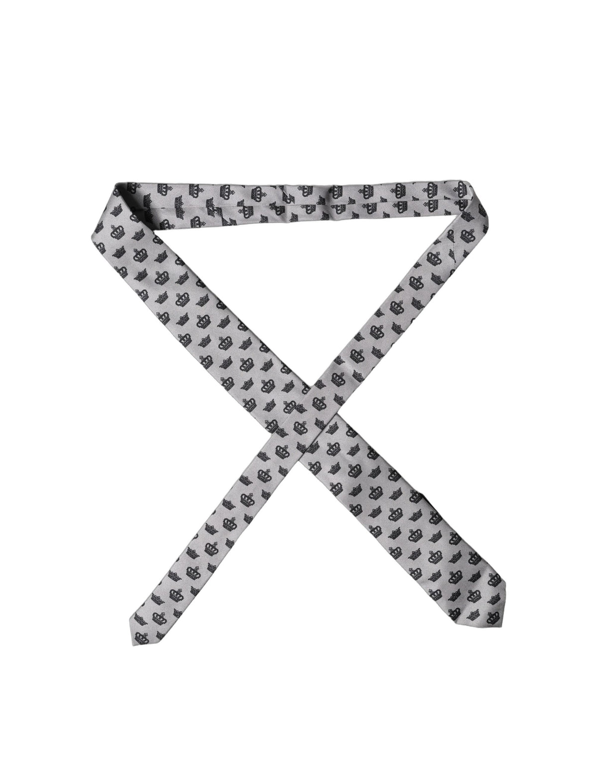 Dolce & Gabbana Gray Crown Fantasy Silk Adjustable Necktie