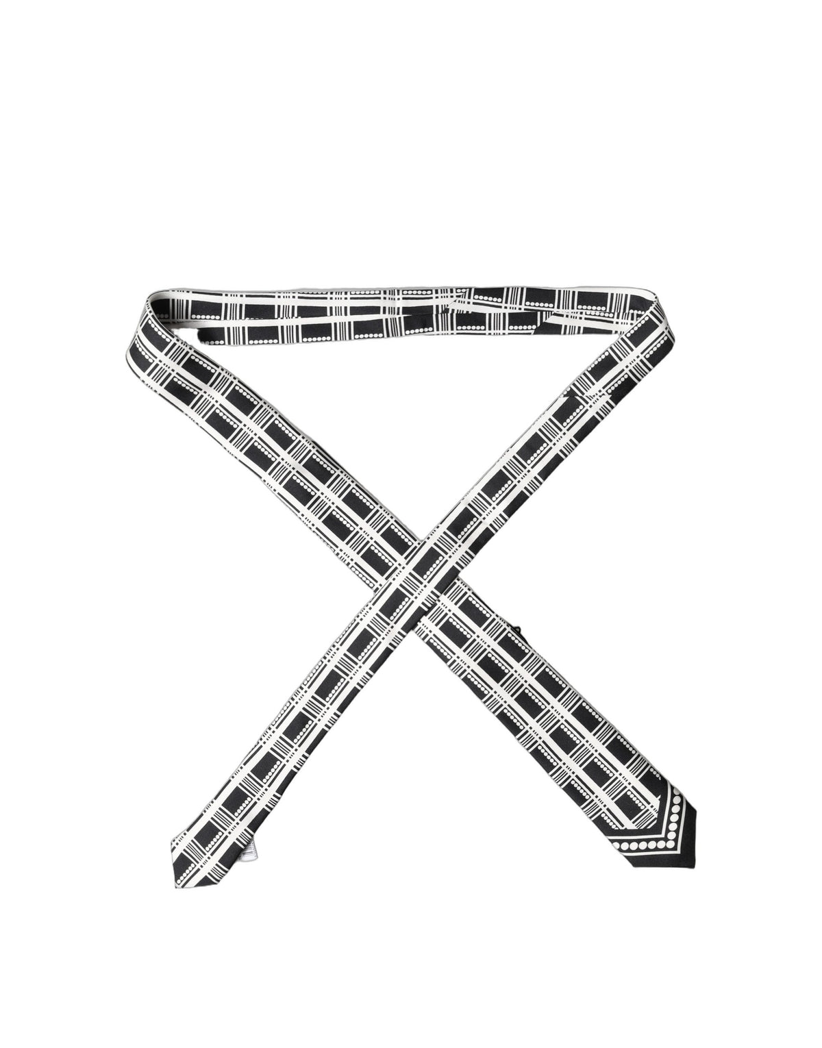 Dolce & Gabbana Black and White Abstract Silk Necktie for Men