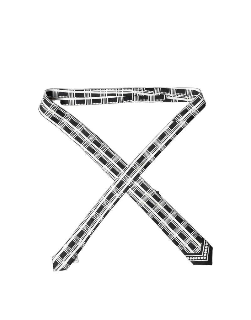 Dolce & Gabbana Black White Abstract Silk Adjustable Necktie