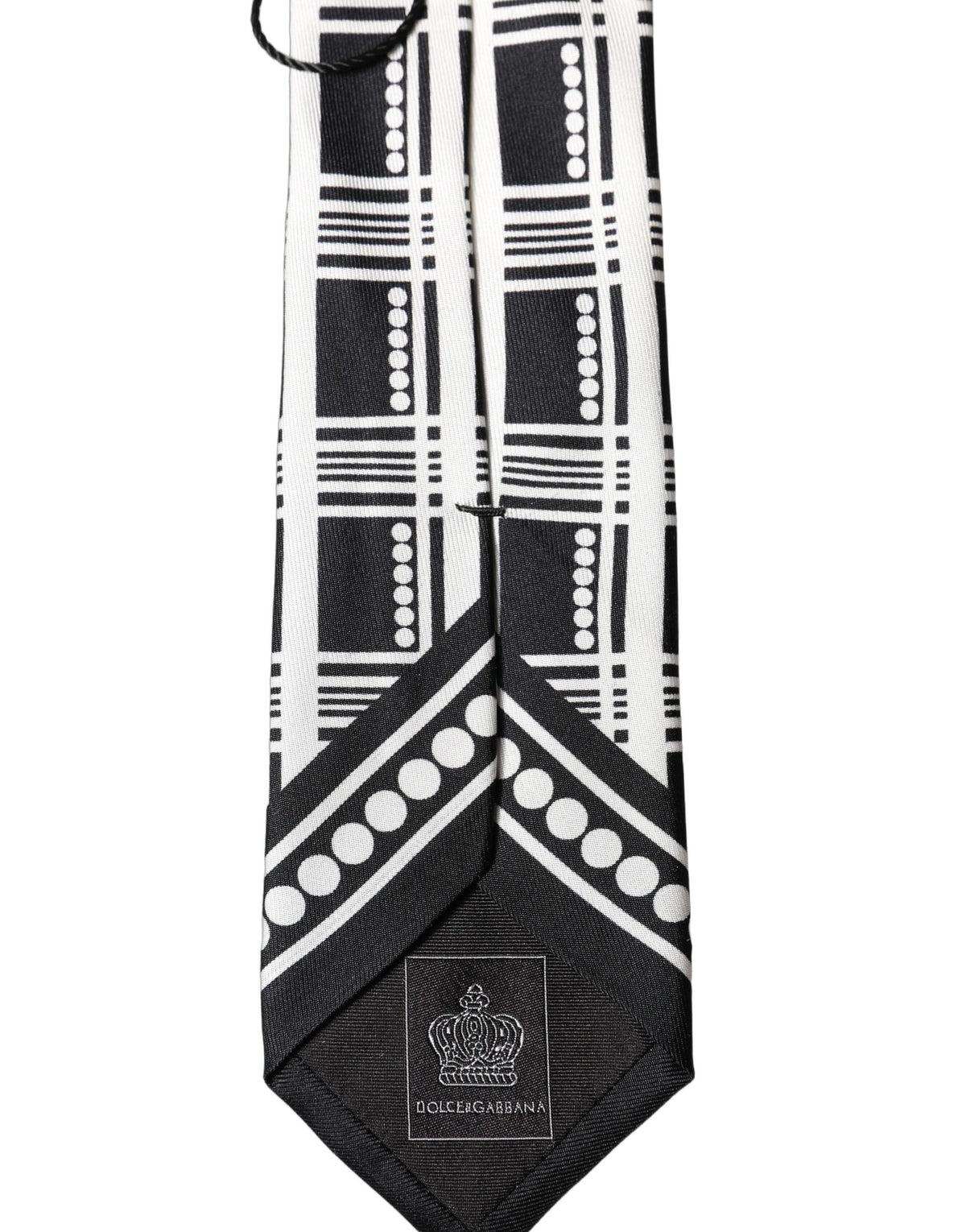 Dolce & Gabbana Black and White Abstract Silk Necktie for Men