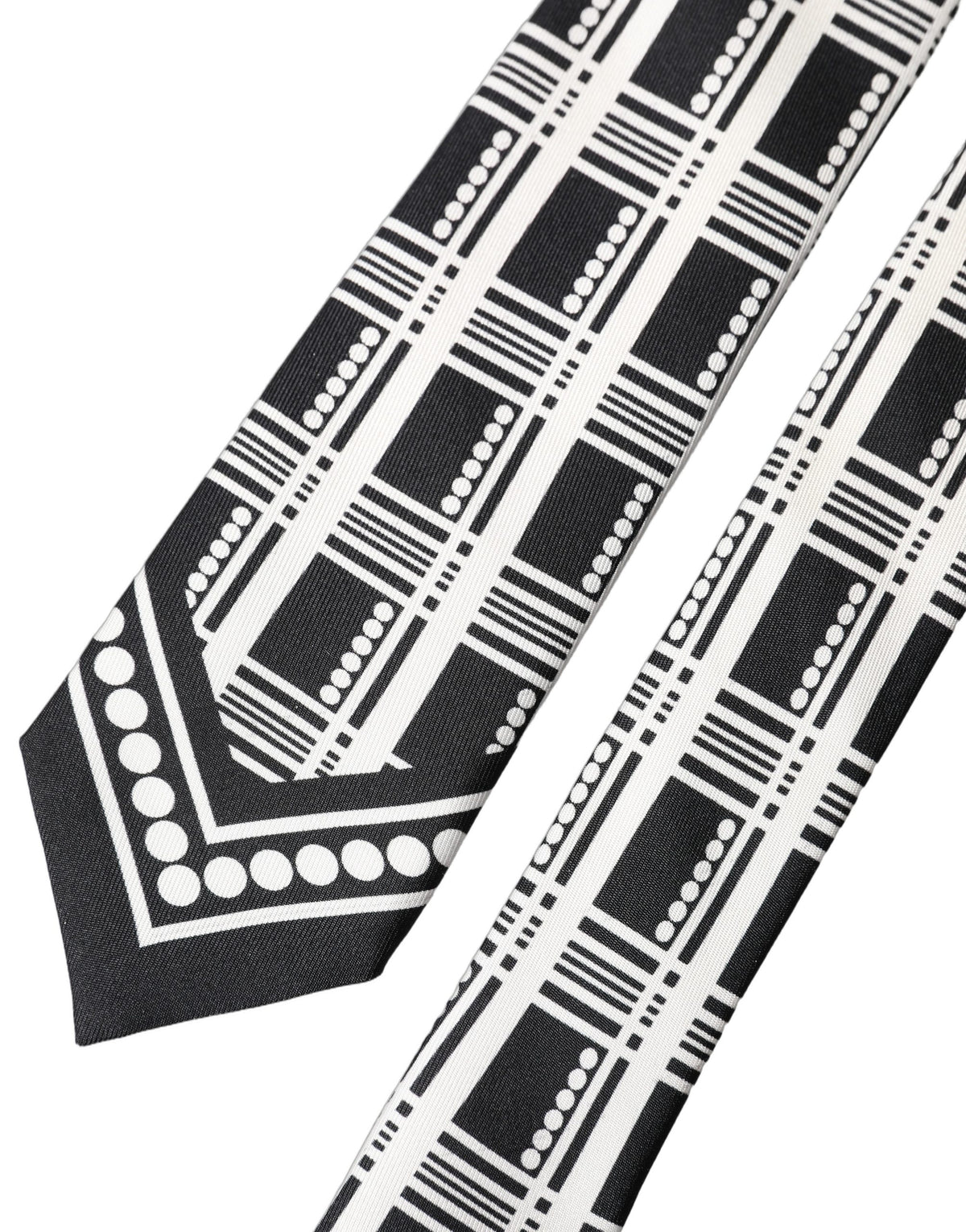 Dolce & Gabbana Black and White Abstract Silk Necktie for Men