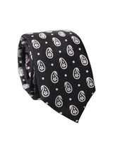 Cravate homme Dolce & Gabbana noire en soie 100% avec motif cachemire, ajustable et à nouer