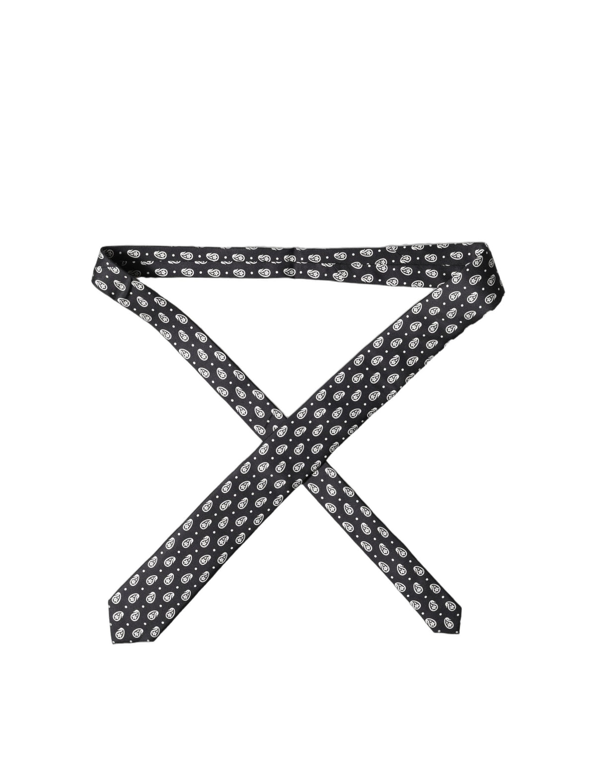 Cravate homme Dolce & Gabbana noire en soie 100% avec motif cachemire, ajustable et à nouer