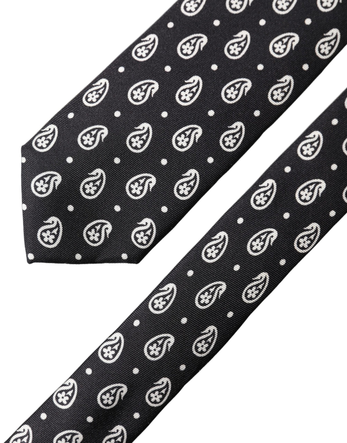 Cravate homme Dolce & Gabbana noire en soie 100% avec motif cachemire, ajustable et à nouer