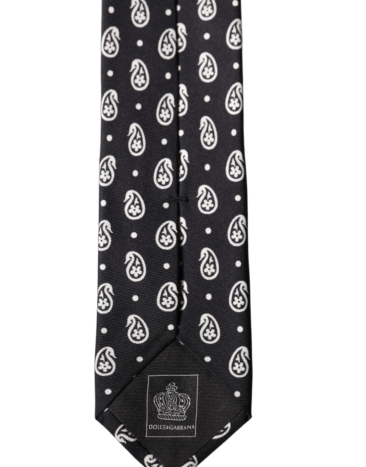 Cravate homme Dolce & Gabbana noire en soie 100% avec motif cachemire, ajustable et à nouer