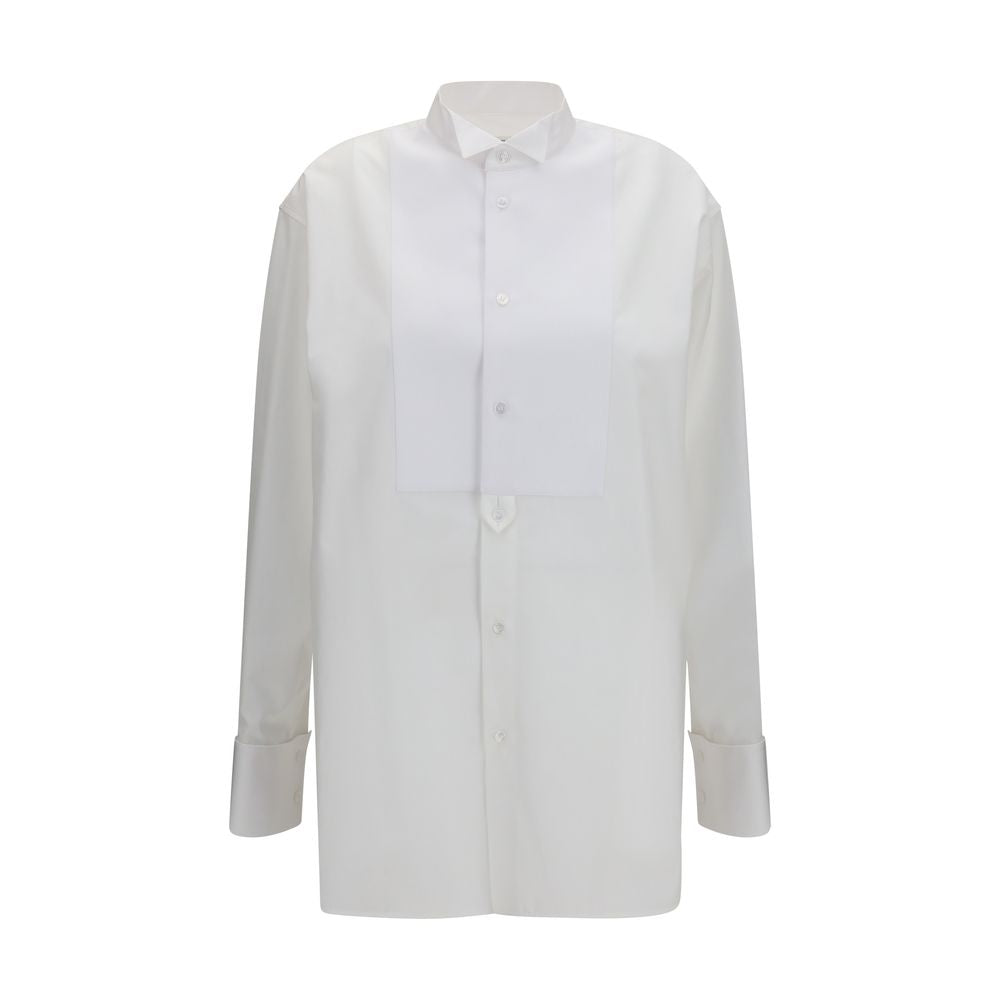 Saint Laurent White Cotton Dress Shirt - Elegant Tuxedo Style